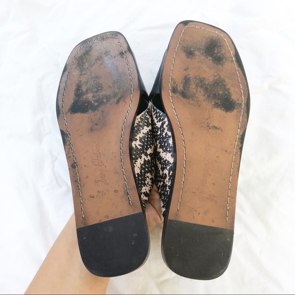 SAM EDELMAN | IDINA LEATHER BLACK SESAME SLIDE SANDAL SIZE 6 FAUX SNAKESKIN - Picture 8 of 9